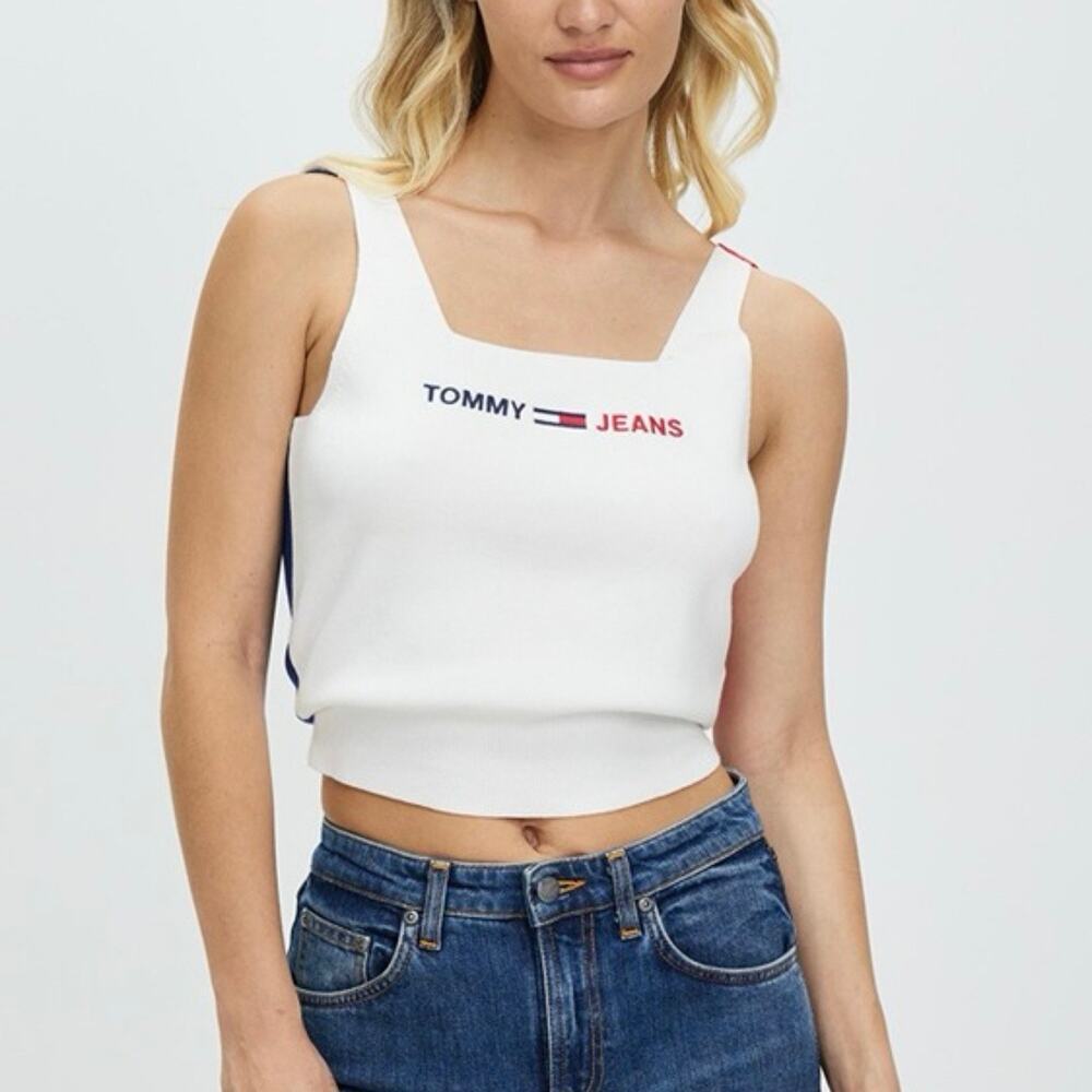 Tommy Jeans Colorblock Square Neck Tank with Crossover Back.